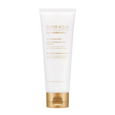 Пенка для умывания с секрецией улитки Missha Super Aqua Cell Renew Snail Cleansing Foam, 100 мл 3042 - фото 6407