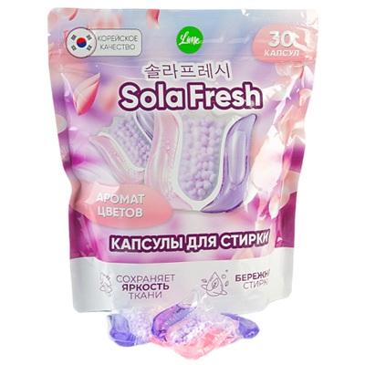 Lime Sola Fresh Flowers, 30ea мягкая упаковка - Капсулы для стирки с ароматом Цветов 30шт 3265 - фото 6869