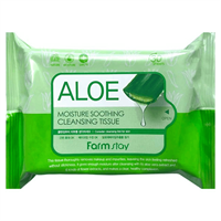 Успокаивающие салфетки для снятия макияжа FarmStay Aloe Moisture Soothing Cleansing Tissue 3061